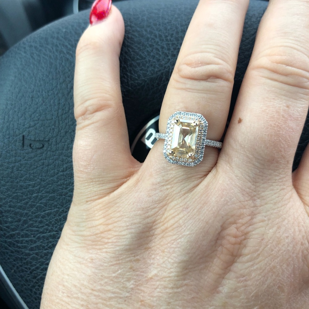 yellow Moissanite, diamond and white/yellow gold